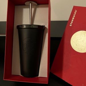 Full Black Starbucks metal tumbler. Collectible item
